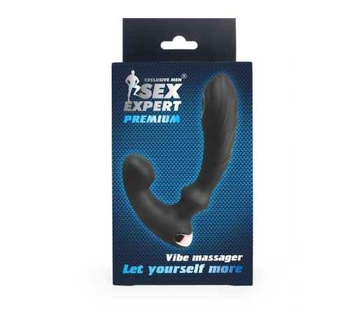 Черный вибромассажер простаты Sex Expert - 14,5 см.