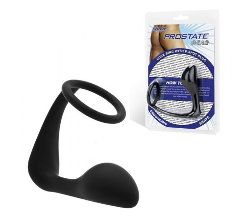 Стимулятор простаты с фиксацией эрекционным кольцом Prostate Gear