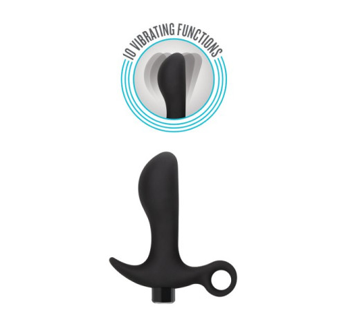 Черный анальный вибратор Silicone Vibrating Prostate Massager 01 - 10,8 см.