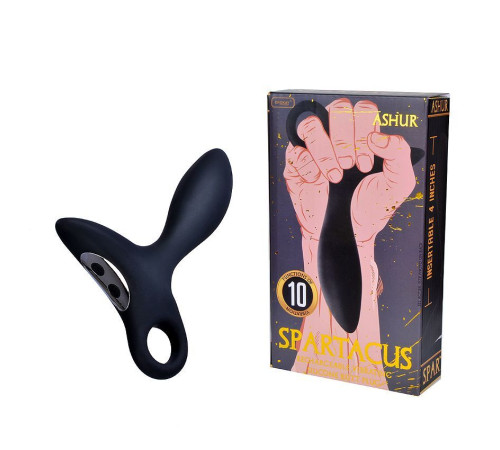 Черный силиконовый анальный вибромассажер Erokay с колечком-ограничителем