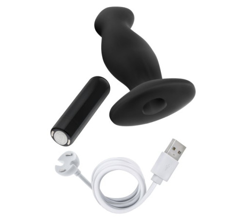 Черный анальный вибромассажёр Silicone Vibrating Prostate Massager 02 - 10,8 см.