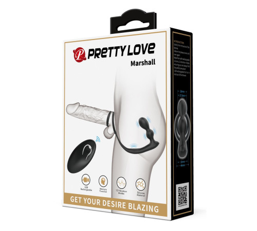 Черный вибростимулятор простаты с фиксацией кольцами Marshall