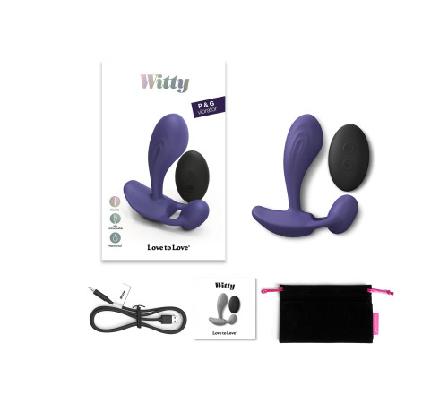 Темно-синий вибромассажер Witty P G Vibrator with Remote Control