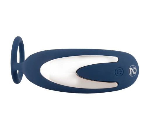 Синий вибростимулятор простаты с кольцом - 14,5 см.