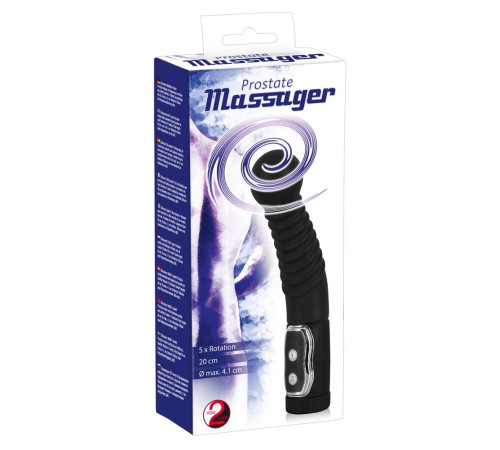 Чёрный стимулятор простаты с ротацией Prostate Twister - 20 см.