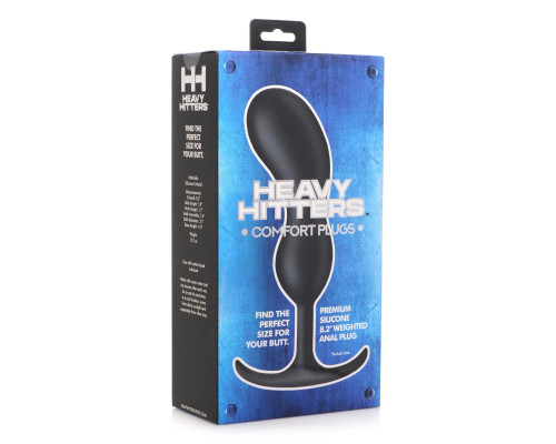 Заказать Черный массажер простаты с утяжелителями Premium Silicone Weighted Prostate Plug XL - 20,8 см.