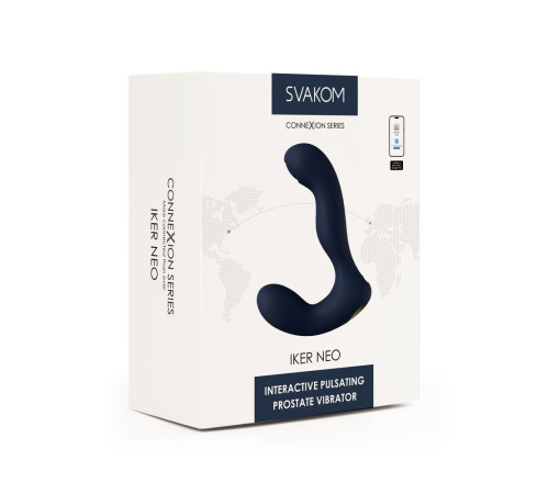 Темно-синий вибромассажер простаты с пульсацией Iker Neo