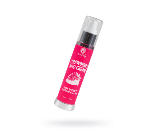 Массажное масло 2-в-1 с разогревающим эффектом и вкусом клубники со сливками - 50 мл.