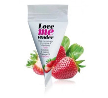 Съедобное согревающее массажное масло Love Me Tender Strawberry с ароматом клубники - 10 мл.