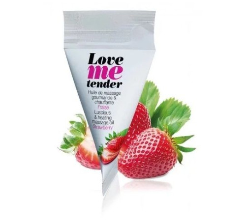 Съедобное согревающее массажное масло Love Me Tender Strawberry с ароматом клубники - 10 мл.