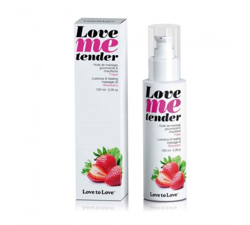 Съедобное согревающее массажное масло Love Me Tender Strawberry с ароматом клубники - 100 мл.