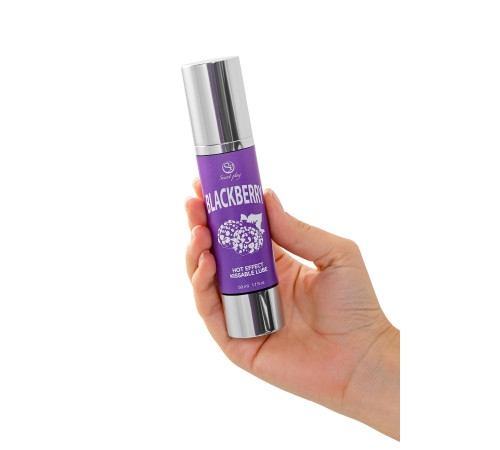Массажное масло 2-в-1 Blackberry Hot Effect с разогревающим эффектом и вкусом ежевики - 50 мл.