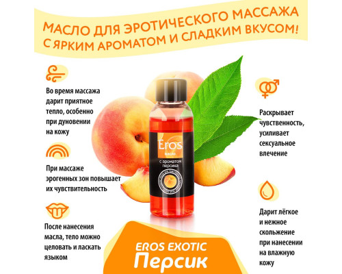Заказать Массажное масло Eros exotic с ароматом персика - 50 мл. Заказать Массажное масло Eros exotic с ароматом персика - 50 мл.