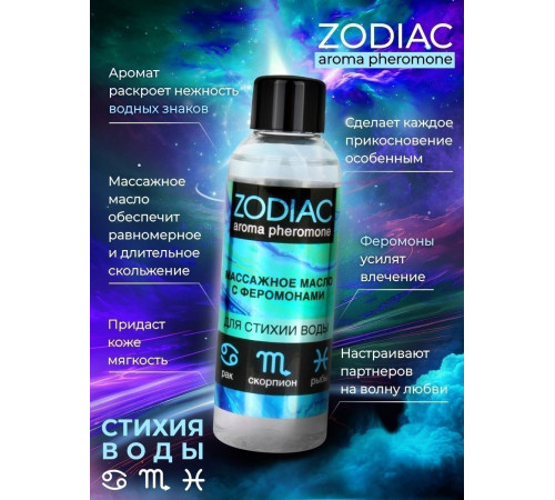Массажное масло с феромонами ZODIAC Aqua - 75 мл.