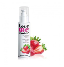 Съедобное согревающее массажное масло Love Me Tender Strawberry с ароматом клубники - 100 мл.