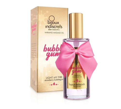 Разогревающее массажное масло Light My Fire Bubble Gum с ароматом бабл-гам - 100 мл.