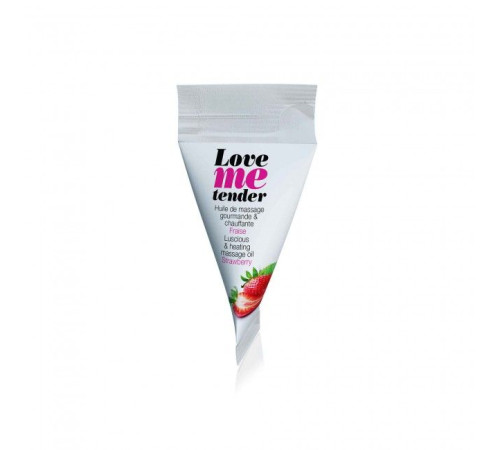 Съедобное согревающее массажное масло Love Me Tender Strawberry с ароматом клубники - 10 мл.