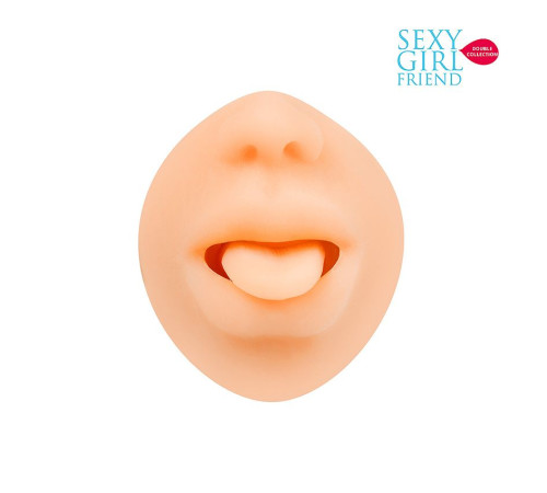 Телесный мастурбатор-ротик с высунутым язычком