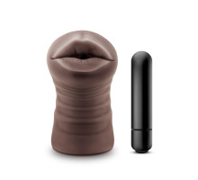 Коричневый мастурбатор-ротик Krystal Vibrating Masturbator