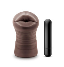 Коричневый мастурбатор-ротик Krystal Vibrating Masturbator