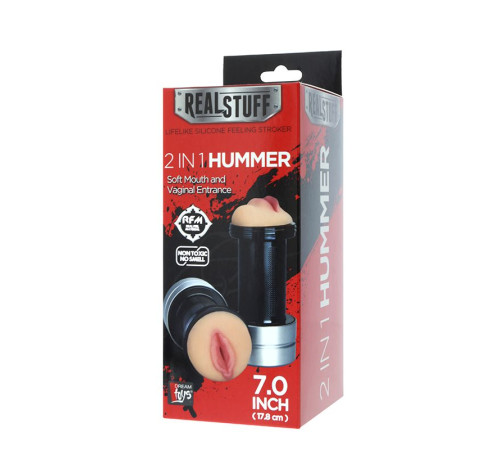 Двусторонний мастурбатор REALSTUFF 2 IN 1 HUMMER MOUTH   VAGINA - ротик и вагина