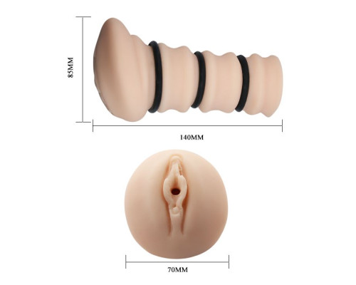 Заказать Мастурбатор-вагина с утягивающими кольцами Rossi Flesh 3D