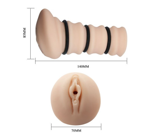 Мастурбатор-вагина с утягивающими кольцами Rossi Flesh 3D