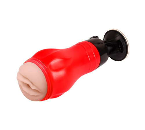 Красный мастурбатор-вагина Flora с присоской в основании