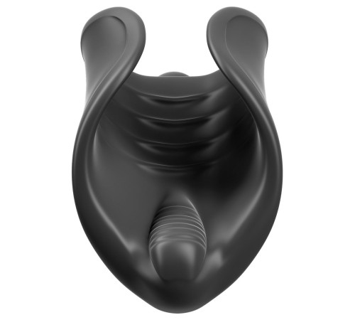Чёрный мастурбатор Vibrating Silicone Stimulator с вибрацией