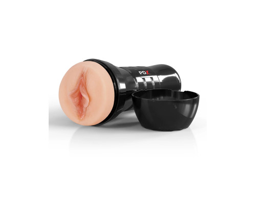 Заказать Телесный мастурбатор-вагина в черной колбе Super Luscious Lips XXL
