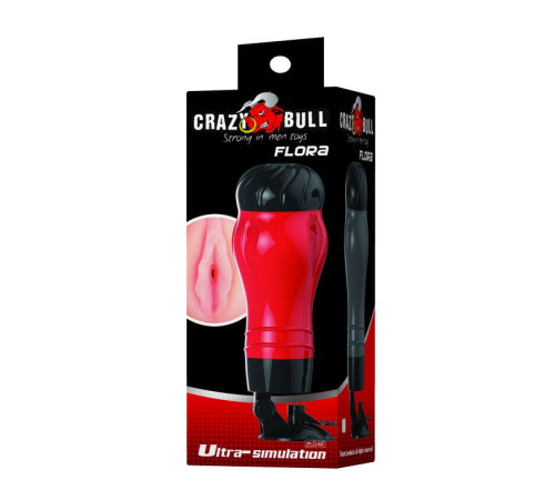 Красный мастурбатор-вагина Flora с присоской в основании