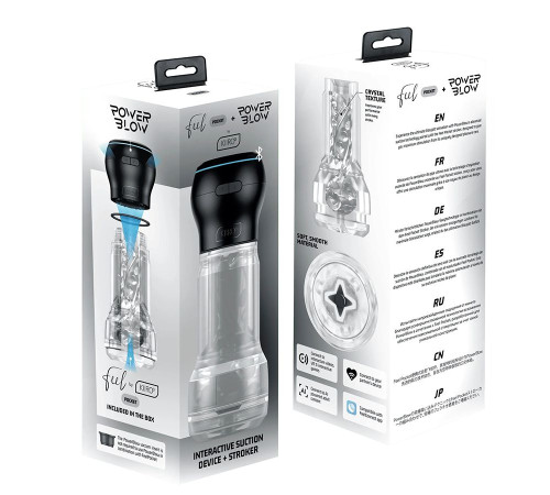 Набор PowerBlow   Feel Pocket Stroker Crystal: мастурбатор и интерактивная насадка