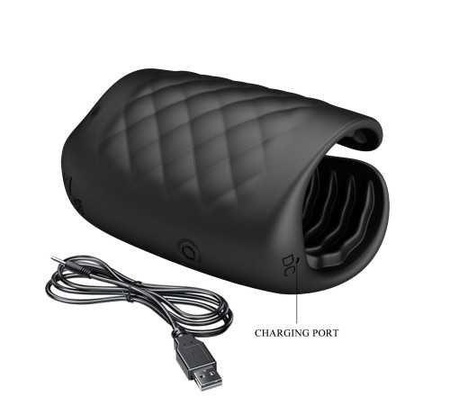 Черный мастурбатор с вибростимуляцией головки Black Glans Trainer