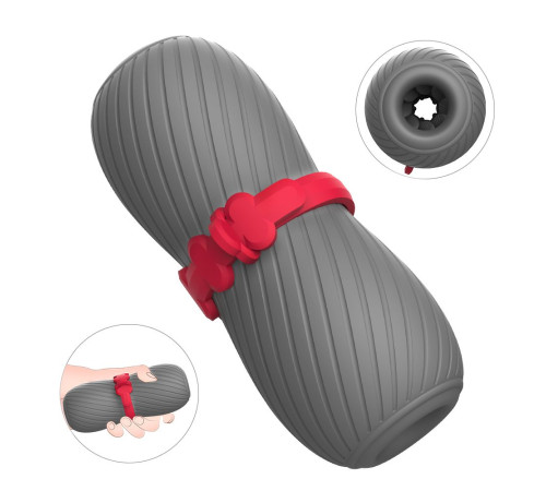 Серый эластичный мастурбатор с утяжкой