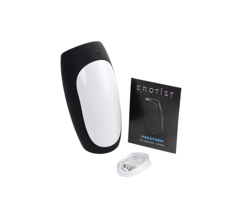 Черно-белый перезаряжаемый мастурбатор Erotist Hailstorm