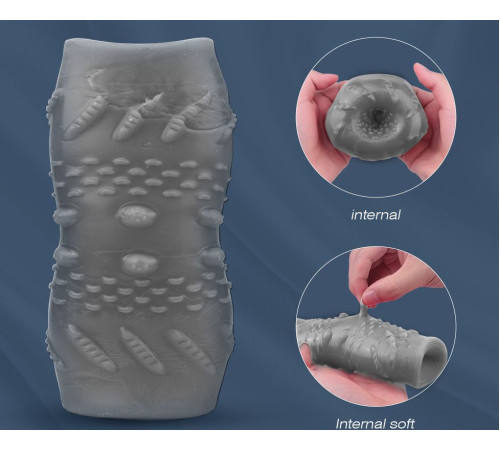 Серый эластичный мастурбатор с утяжкой