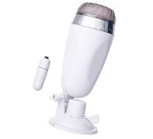 Мастурбатор-вагина в белой колбе с присоской и встраиваемой вибропулей