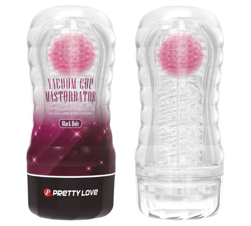 Прозрачный текстурированный мастурбатор Vacuum Cup Masturbator Black Hole