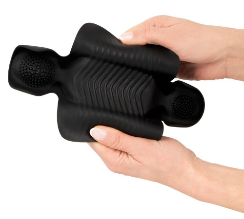 Черный вибромастурбатор с трехточечной стимуляцией Penis Trainer with 3 Point Stimulation