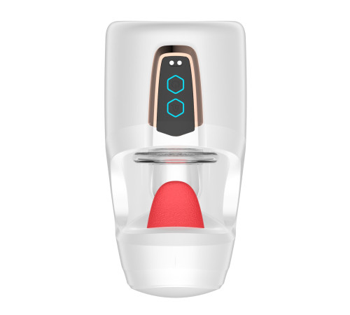 Белый мастурбатор с язычком и возвратно-поступательными движениями