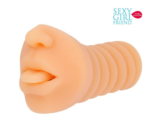 Телесный мастурбатор-ротик с высунутым язычком
