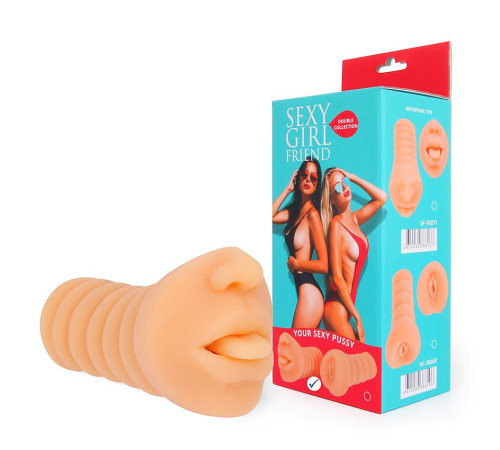 Телесный мастурбатор-ротик с высунутым язычком