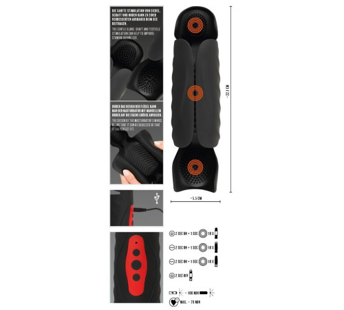 Черный вибромастурбатор с трехточечной стимуляцией Penis Trainer with 3 Point Stimulation