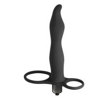 Черная вибронасадка для двойного проникновения Flirtini - 15,9 см.