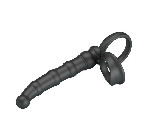 Черная насадка на член для двойного проникновения Tatum с вибрацией