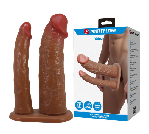 Реалистичная полая насадка на член для двойного проникновения Yairon - 17,5 см.