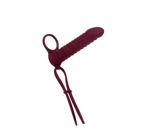 Бордовая вибронасадка для двойного проникновения Rori - 17 см.