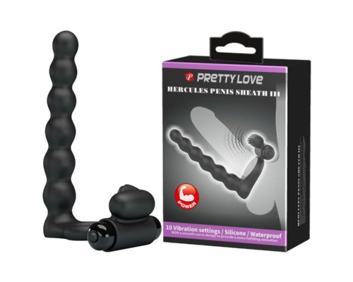Заказать Черная насадка для двойной стимуляции Hercules Penis Sheath III - 15,3 см.