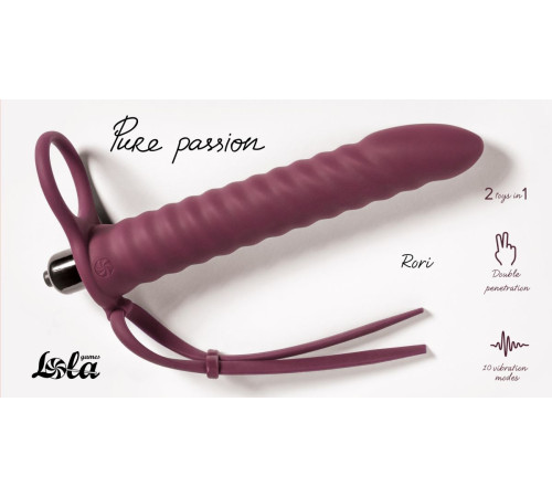 Бордовая вибронасадка для двойного проникновения Rori - 17 см.