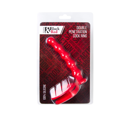 Красная насадка на пенис для двойного проникновения - 19,5 см.